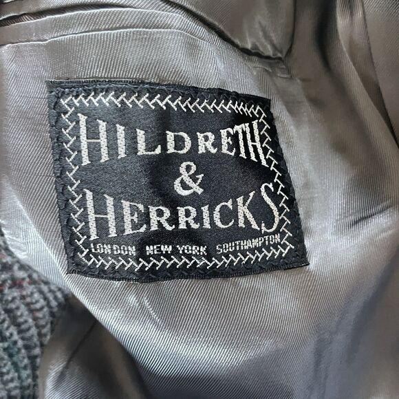 HILDRETH & HERRICKS Sport Cost Men’s 40 Grey Houndstooth Wool Blazer Jacket - Picture 15 of 16